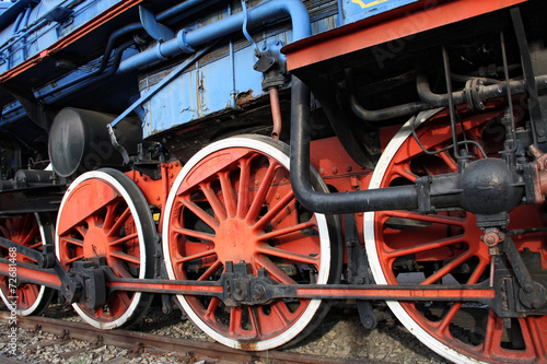Wheels on the old train locomotive