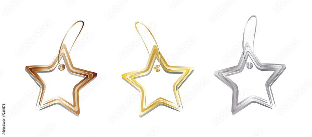Gold, Silber, Bronze Sterne als Anhänger Gold, Silber, Bronze Sterne als Anhänger