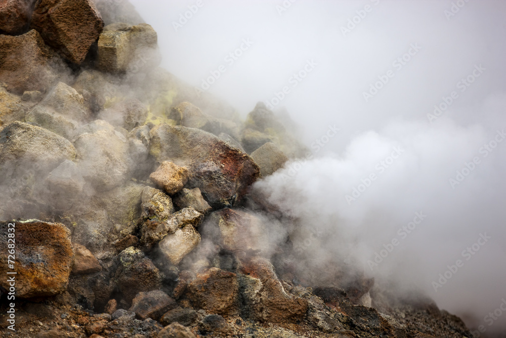 Smoking fumarole in Iceland