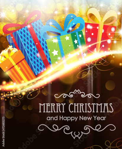 Christmas presents on holiday background