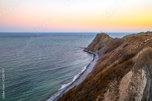 Rocky coast at sunset