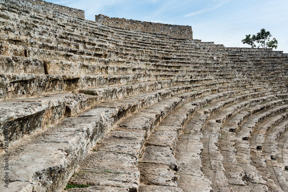 Steps of the ancient amphi theatre at Pamukkale, Turkey