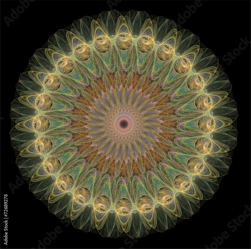 Fractal circle mandala on the black background © shalom3