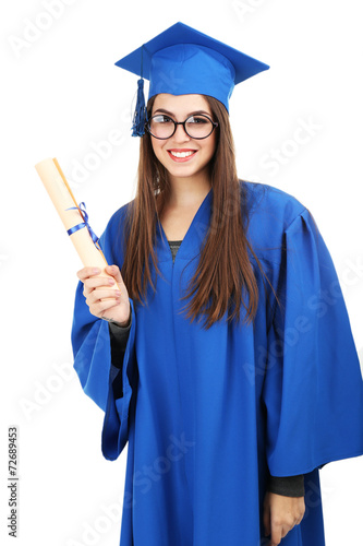 Woman graduate student wear...
