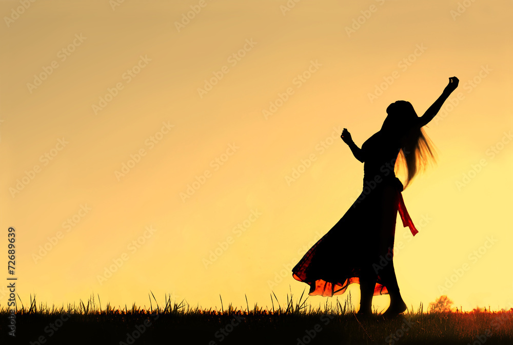 Fototapeta premium Woman Dancing Silhouette