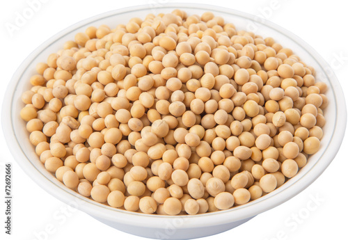 Soybean in a white bowl over white background