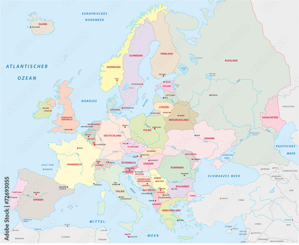 Europakarte in deutscher Sprache