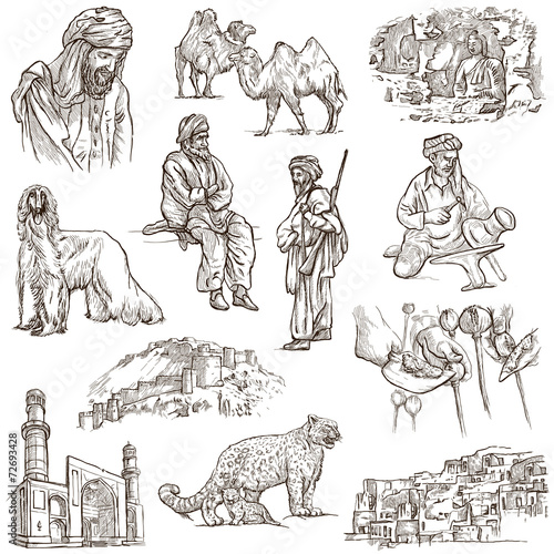 Afghanistan: Travel around the World. An hand drawn illustration