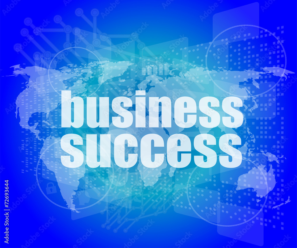 Business concept: words business success on digital screen, 3d