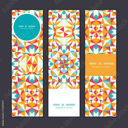 Vector colorful triangle texture vertical banners set pattern