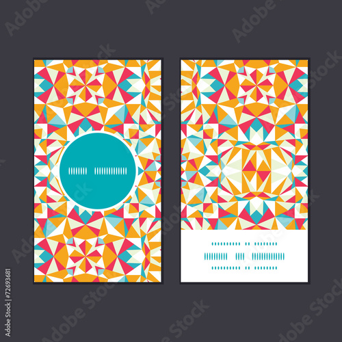 Vector colorful triangle texture vertical round frame pattern