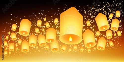 Thailand Sky lanterns festival,Loy Krathong and Yi Peng Festival