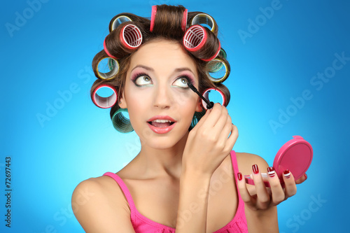 Beautiful girl in hair curl...