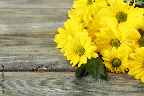 Fototapeta Naklejka Na Ścianę i Meble -  Yellow chrysanthemum on wooden background