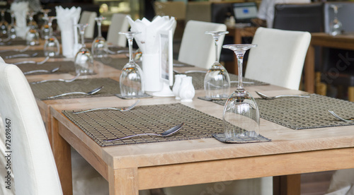 Empty glasses set in restau...