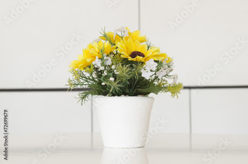 Fototapeta Naklejka Na Ścianę i Meble -  Beautiful flowerpot on the table in the office.