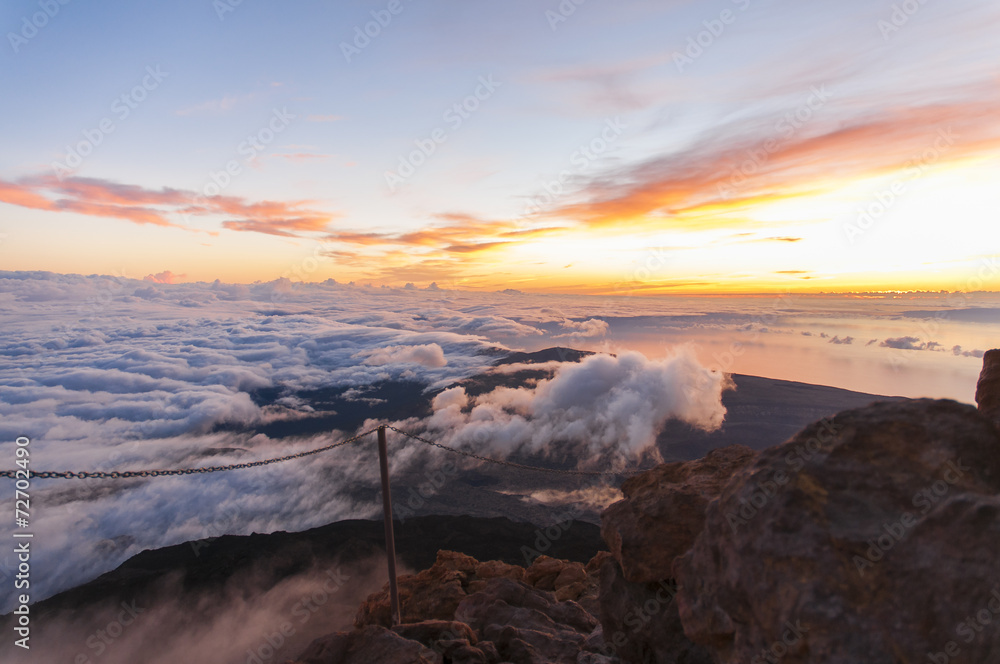 Sunrise at the peak of volcano Teide. Tenerife