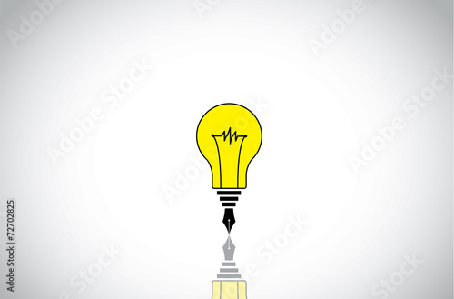 yellow colorful light bulb idea fountain pen nib writer
