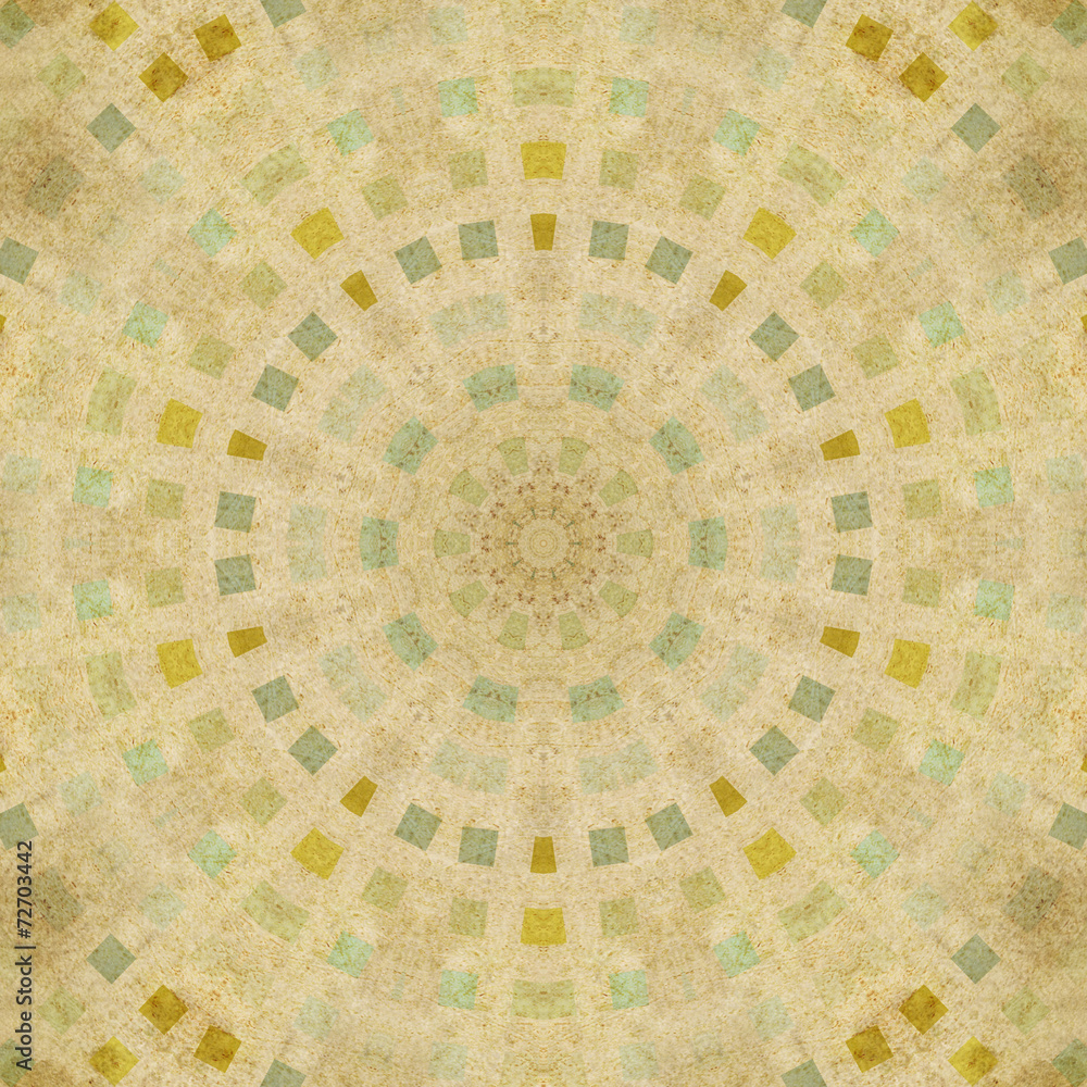 ornamental round pattern, squares mosaic grunge texture