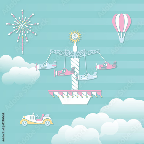 遊園地の遊具。飛行機