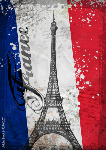 Hand drawn Eiffel Tower. Paris, vector illustration #72704207