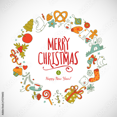 Ring geometric shape vector with christmass drawing elements