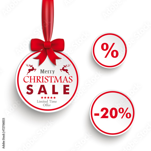 White Sale Circles Red Ribbon White Background