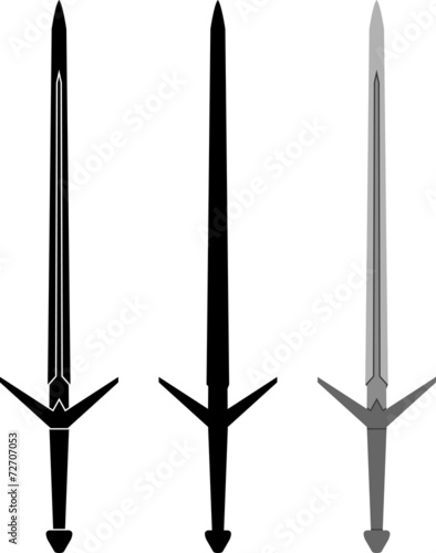 medieval sword. fifth variant. stencil and silhouette