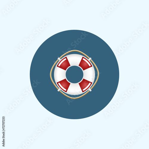 Icon with colored lifebuoy, vector illustration