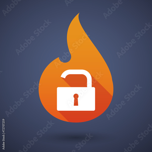 Flame icon with a lock pad