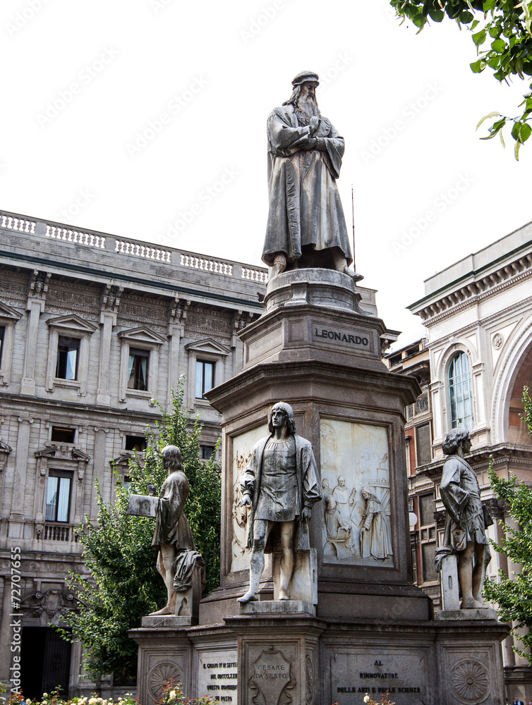 Leonardo Da Vinci's statue at piazza della scala, Milan, Italy