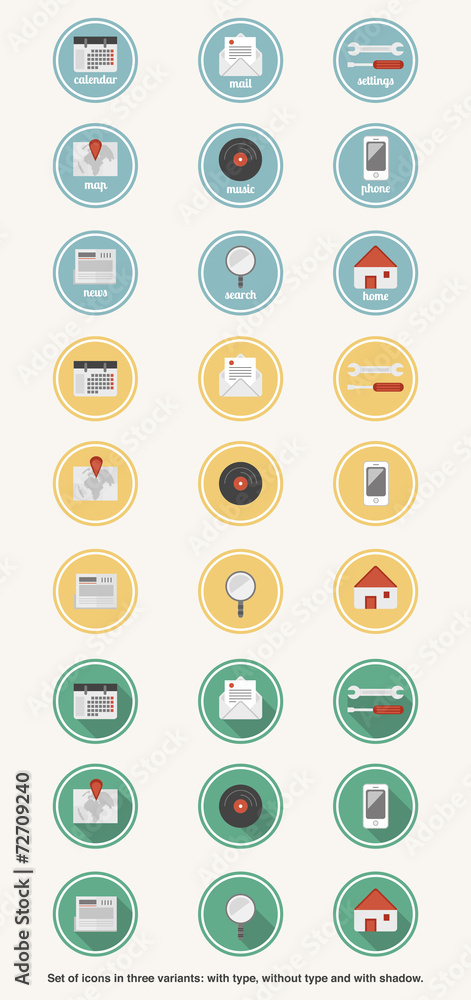 Flat icons vector set for user interface, web and mobile. Flat icons vector set for user interface, web and mobile.