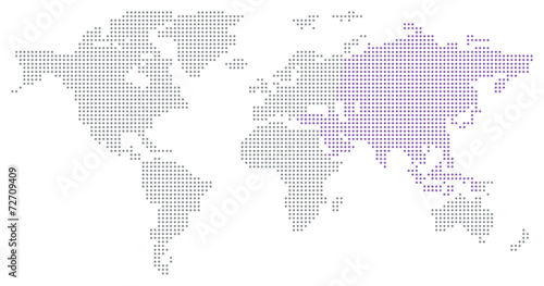 Dotted World Map - Asia