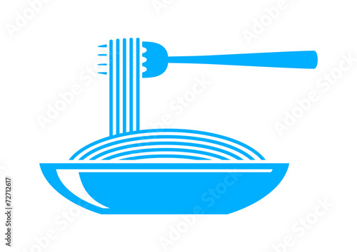 Blue spaghetti icon on white background