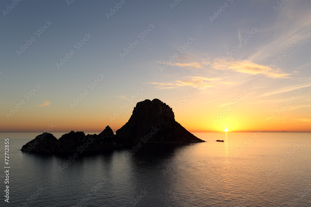 Sunset on Es Vedra in Ibiza island