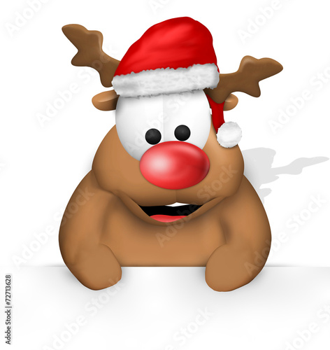 Reindeer Carton Happy with Christmas Hat blank board