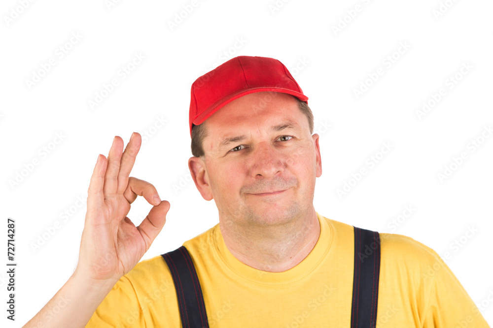 Happy worker. Happy worker.