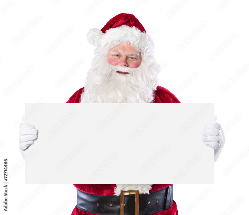 Santa Claus holding blank sign Santa Claus holding blank sign