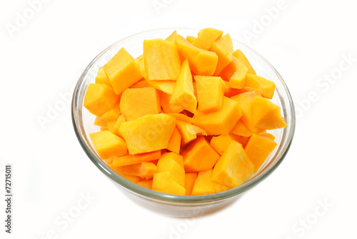 Cubed Raw Butternut Squash in a Bowl