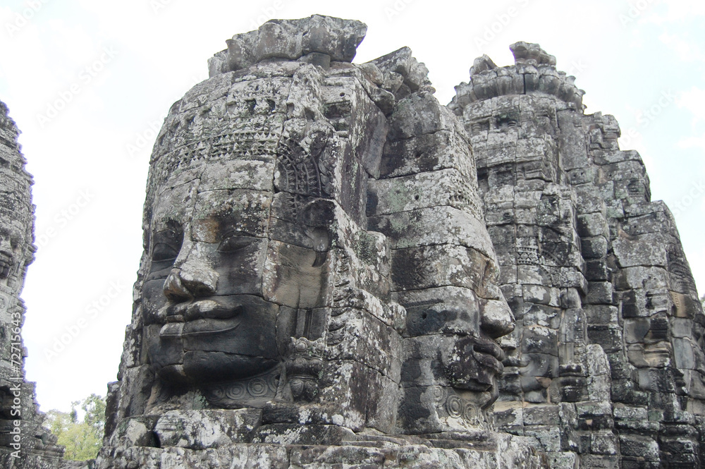 Prasat Bayon Khmer temple at Angkor in Siem Reap Cambodia.