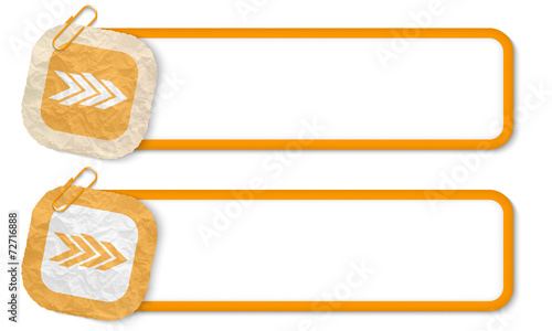 yellow frames with texture crumpled paper and arrows