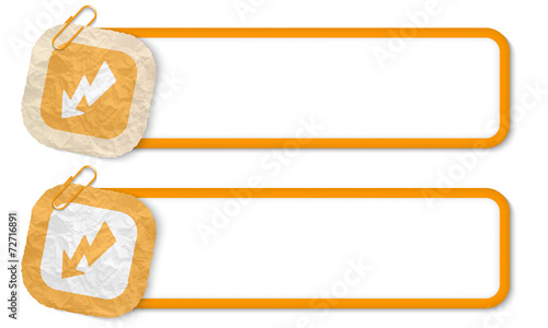 yellow frames with texture crumpled paper and flash symbol