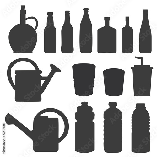 Bottle collection - vector silhouette