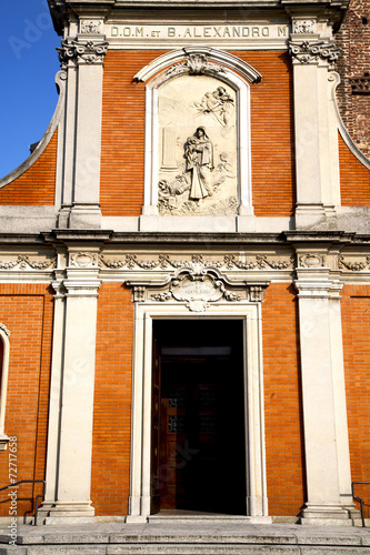 church  in  the mozzate  old   closed brick tower sidewalk ital photo