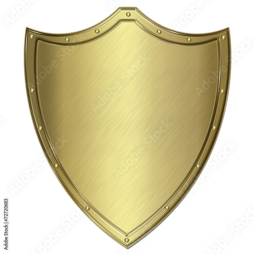 golden metal shield or crest isolated on white