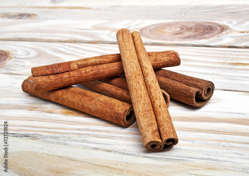Cinnamon isolated on wooden background