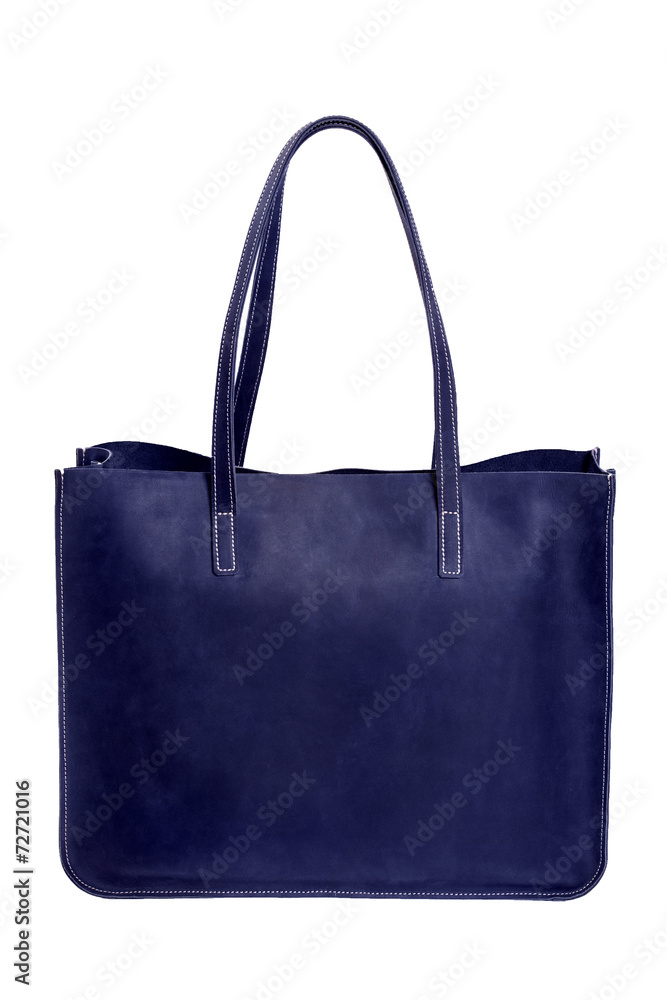 Isolated blue leather bag Isolated blue leather bag