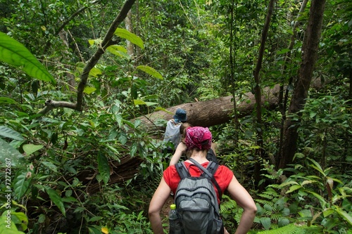 Hiking in deep jungle