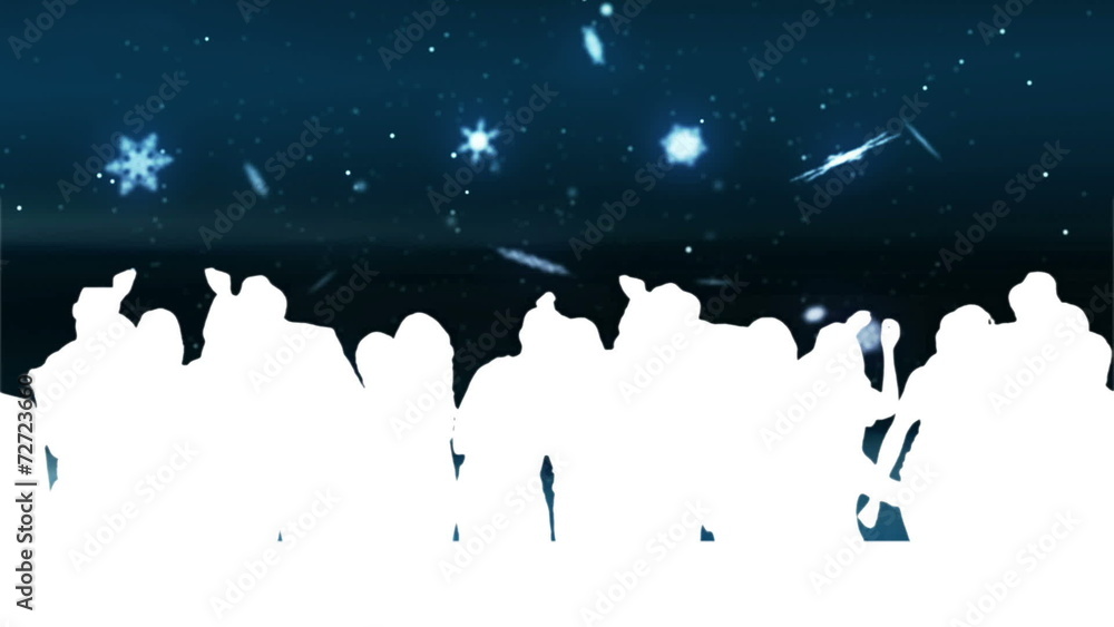 Nightclub with blue snowflake and dancing crowd Nightclub with blue snowflake and dancing crowd