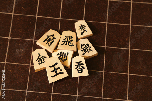 Backboard and pieces of Shogi